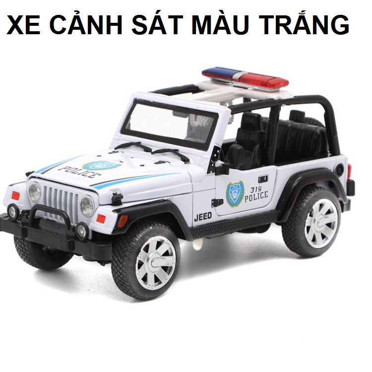 Mô hình xe ô tô cảnh sát Jeep tỉ lệ 1:32 có âm thanh và đèn mở được các cửa xe đồ chơi trẻ em