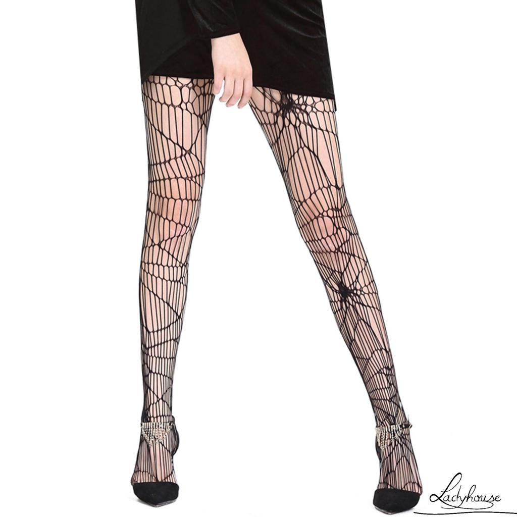 Ldd-quần Tất Nữ Cạp Cao In Hình Mạng Nhện Một Kích Cỡ