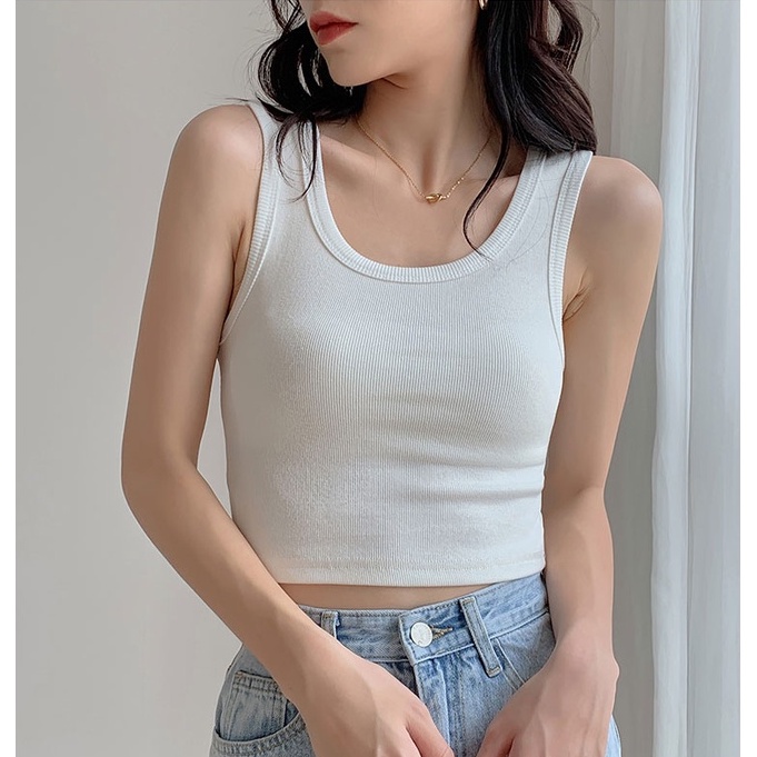 Áo hai dây IHKKE cổ tròn đơn giản thời trang cho nữ