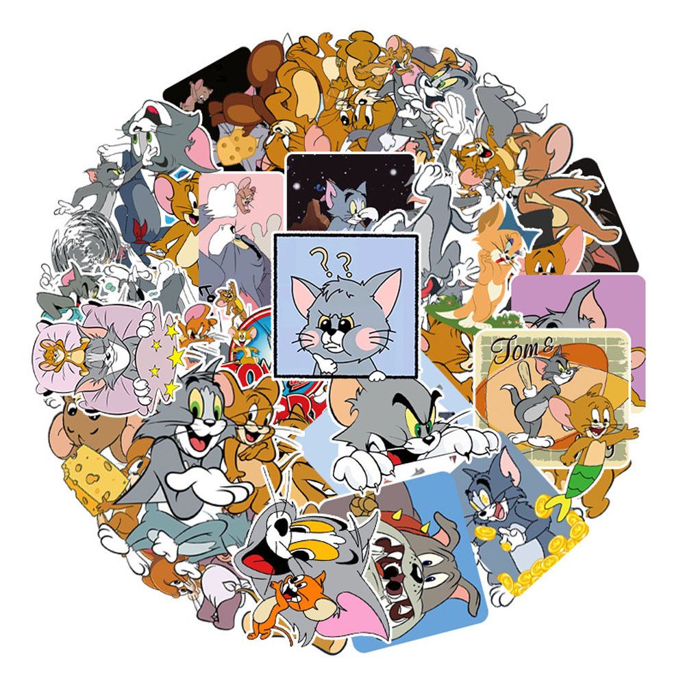 LANFY Mini Tom &amp; Jerry Stickers Label Graffiti Stickers Stationery Stickers Guitar Waterproof Kawaii Luggage Cartoon Decoration Skateboard Decals