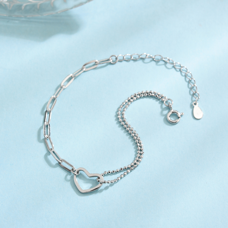 Vòng Tay Hai Lớp Hình Trái Tim Đơn Giản Thời Trang Cho Nữ