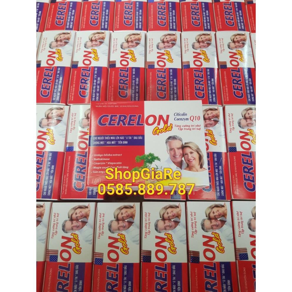 Cerelon gold Giúp bổ sung dưỡng chất cho não hiệu quả viên uống hoạt huyết dưỡng, giảm đau đầu, chóng mặt não 100 viênnn
