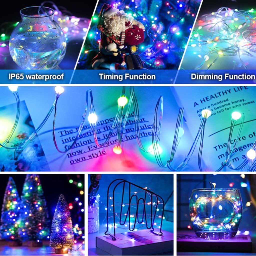 Dây Đèn LED Fairy RGB Nguồn USB 5V Kết Nối Bluetooth Dùng Trang Trí Nhà Cửa, Cây Thông Noel, Phòng Ngủ