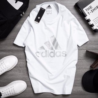 (ẢNH THỰC TẾ) Áo thun nam thể thao trắng A.D.D.A.S nhũ bạc cotton 100%, chất lượng cao