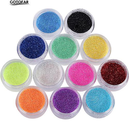 Set 12 hộp bột kim tuyến trang trí móng tay