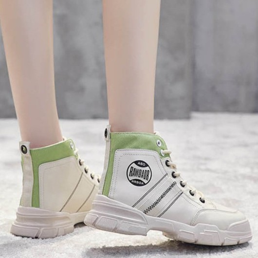 Giày thể thao nữ độn đế giày nữ cổ cao giá rẻ hot trend trắng đen - D3