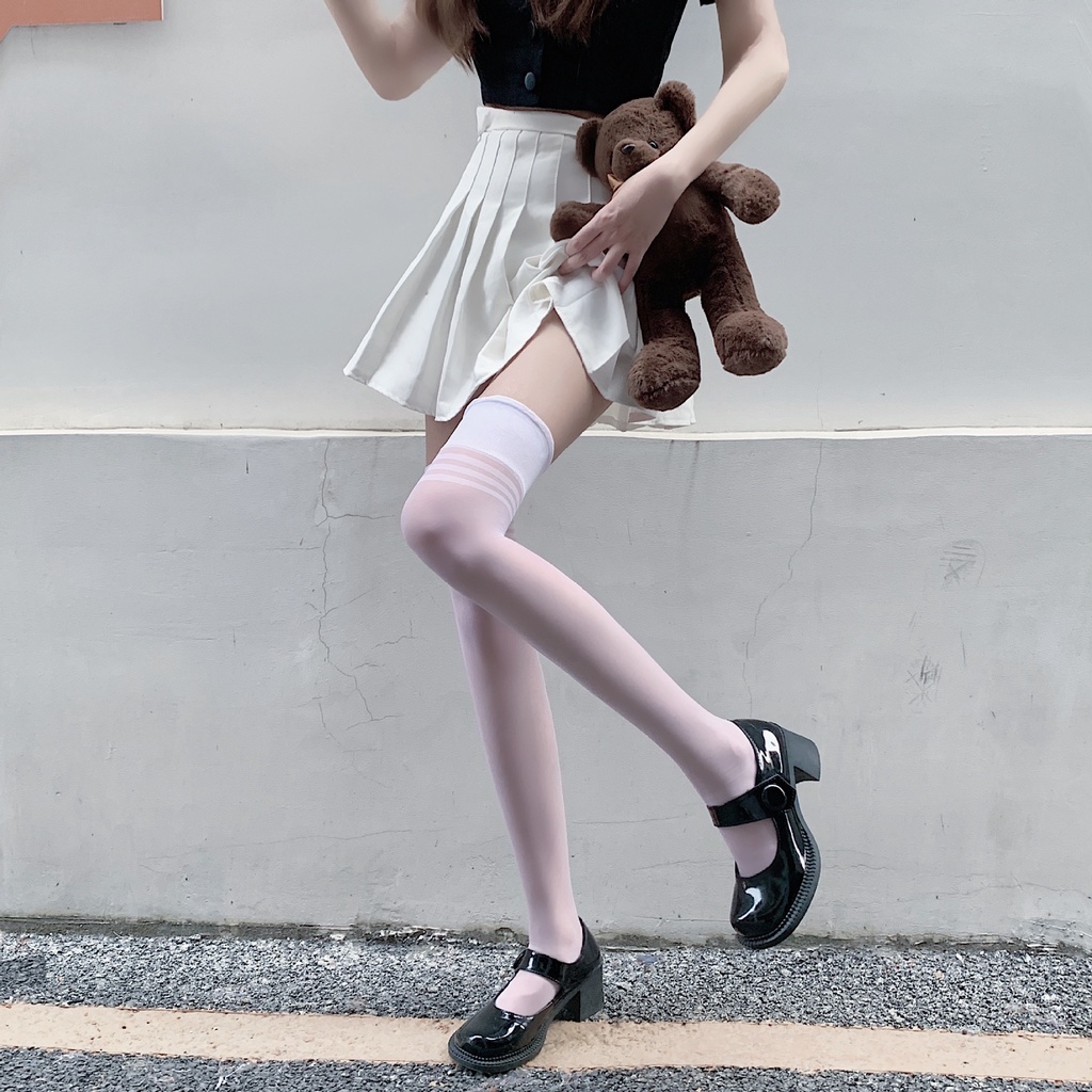 Striped Long Tube Over The Knee Socks Japanese Cute Thin Sexy Thin Thigh Stockings Spring Summer Style Ins  Knee High Socks