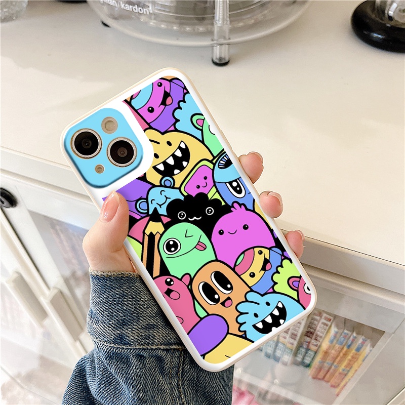 Ốp iphone - Ốp lưng iphone cạnh vuông Hoạt hình nhiều màu sắc dành cho ip 6 đến 14promax - ng052