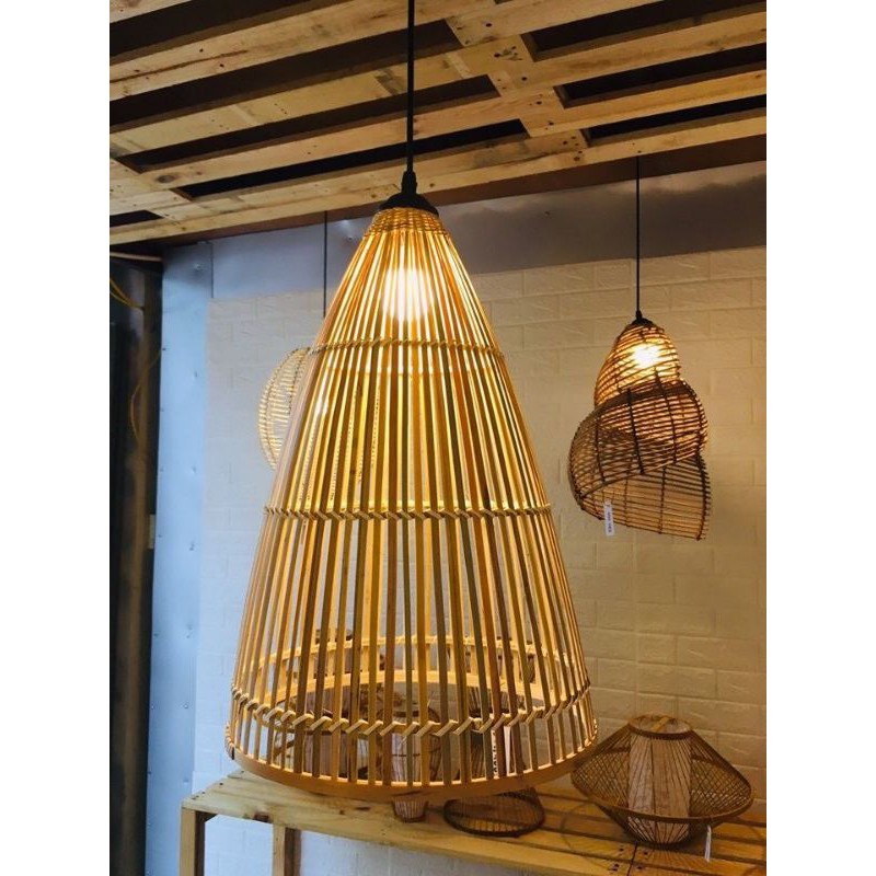 Chụp đèn mây tre đèn tre đèn lồng tre đèn thả mây tre mã 034