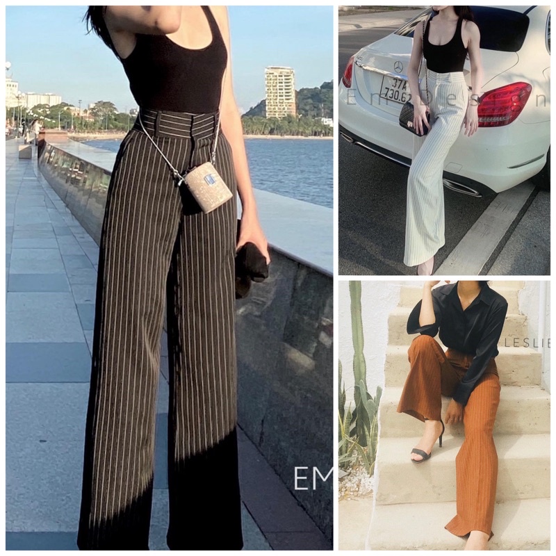 Quần Ống Rộng Kẻ Sọc Hàng Đẹp Quần Culottes Siêu Đẹp