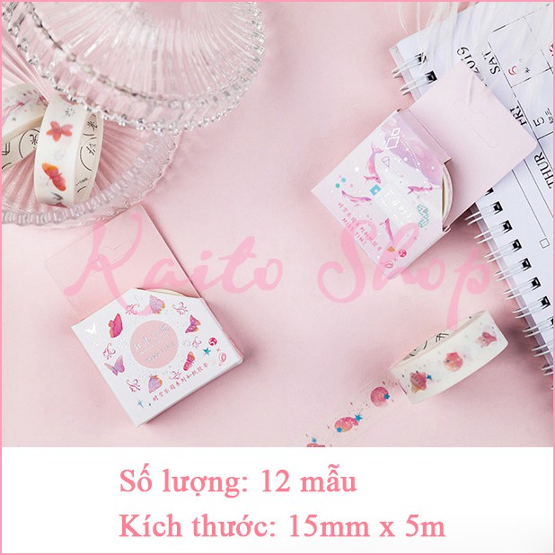 Cuộn Washi Tape Twinkle Lấp Lánh - Băng Keo Dính Trang Trí 5m