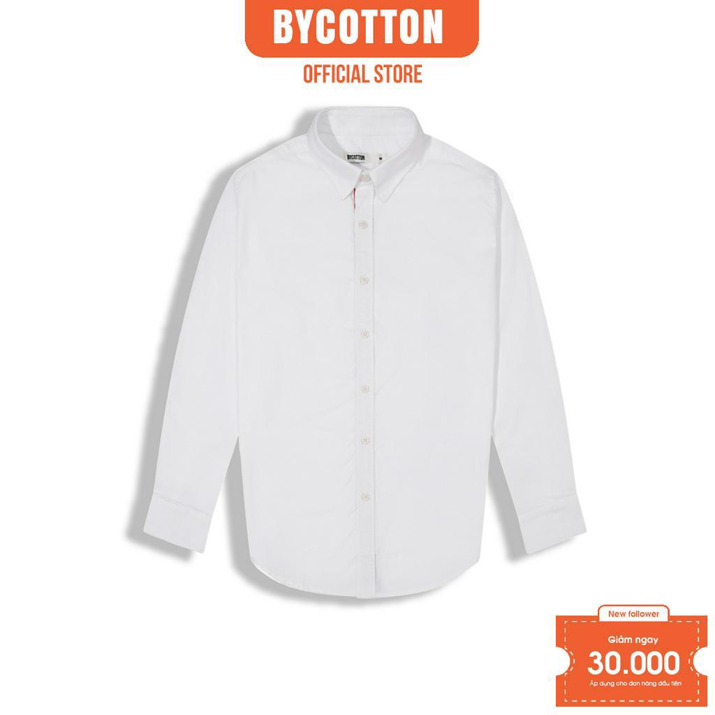Áo Sơ Mi Nam Cao Cấp Trơn White Oxford Shirt With 3 Stripes BY COTTON