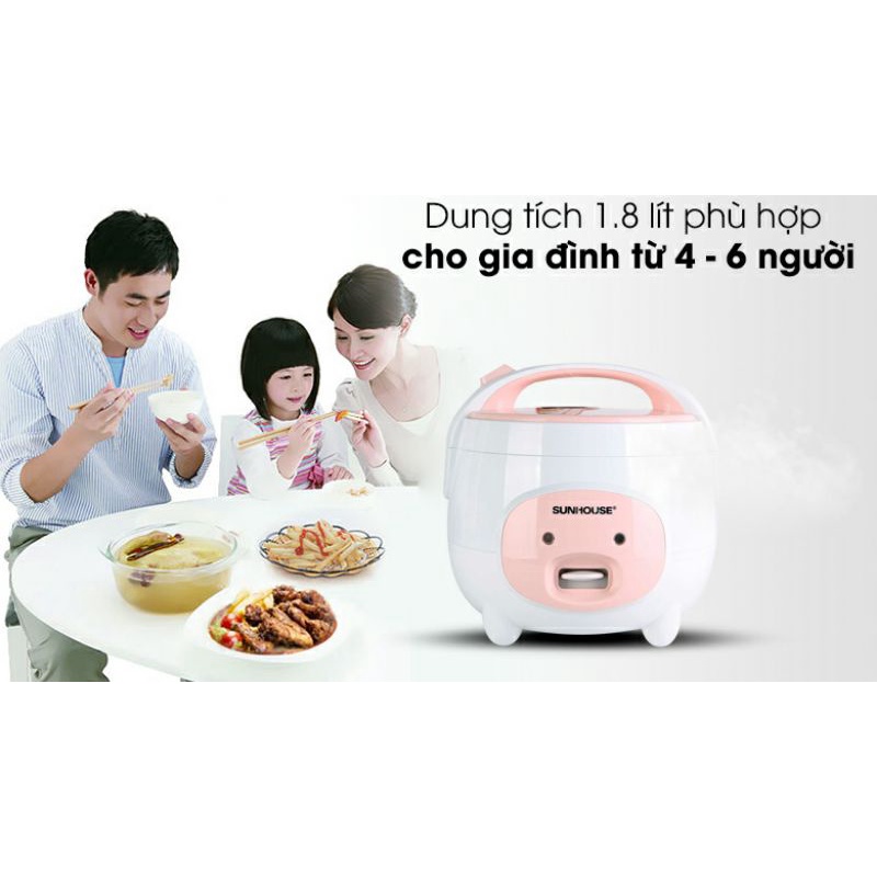 Nồi cơm nắp gài Sunhouse 1.8 lít SHD8607W