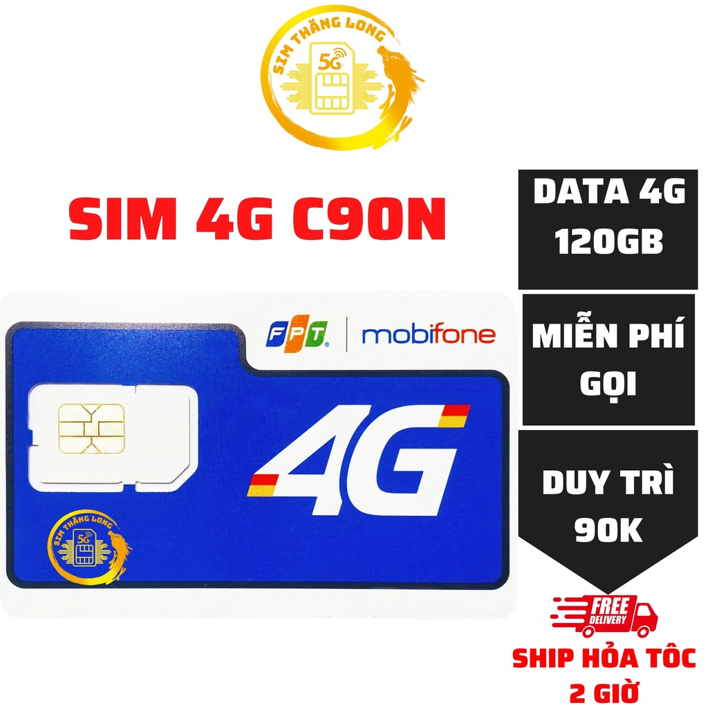Sim 4G Mobifone C90N Data 4Gb/ngày Free 1000p Nội Mạng, Free 50p Ngoại Mạng - Đầu số 09xx Free 01 Tháng