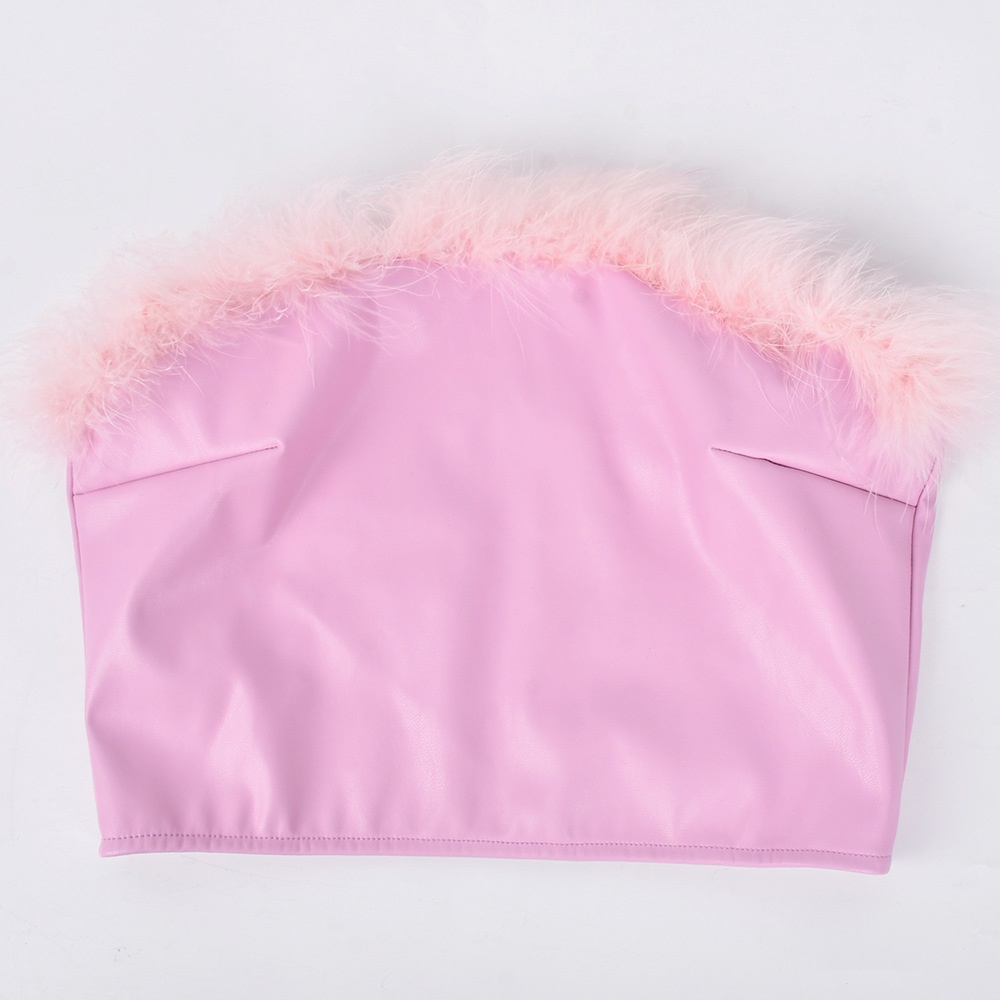 Áo Ống Bằng Da Pu Lót Lông Cừu Thiết Kế Quyến Rũ Dành Cho Nữ