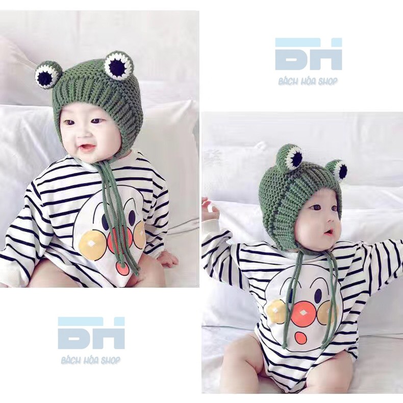 Mũ Len dệt kim hình ếch con xinh xắn (dành cho bé từ 6 - 36 tháng tuổi)