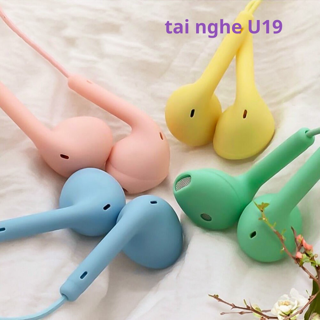 Tai nghe có dây nhét tai U19 TUEMAN có mic âm thanh êm nhiều màu sắc Macaron độc lạ jack cắm 3.5mm cho điện thoại