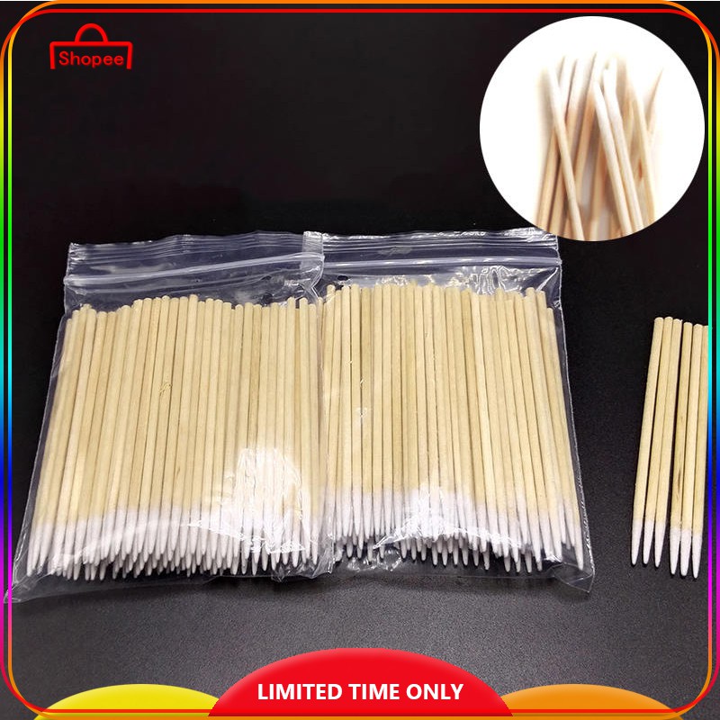 [Hàng mới về] Set 100 tăm bông bằng gỗ và cotton dùng trong điêu khắc chân mày vĩnh viễn