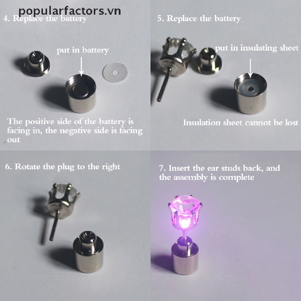 Bông tai đinh tán có đèn led nhấp nháy độc đáo