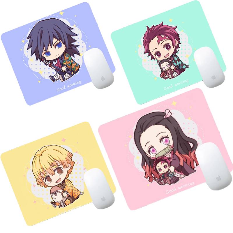 bàn di chuột laptop Anime Demon Slayer Kimetsu No Yaiba Mouse Pad Soft Mat For Game Computer Cap Desk Mat Pads Non-Slip Rubbe PC Waterproof Office Mouse Pad Kamado Tanjirou Nezuko Agatsuma Zenitsu Tomioka Giyuu