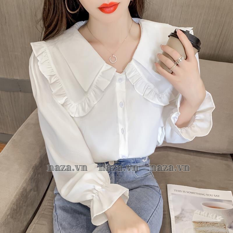 Áo sơ mi kiểu cổ bèo 2 lớp tay dài