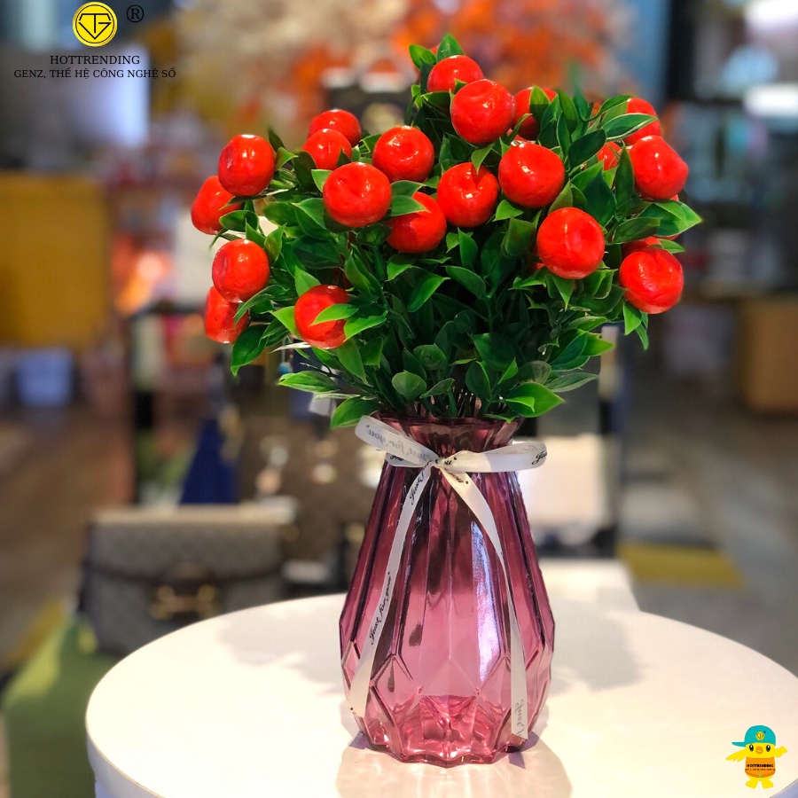 Cành quýt, dâu, ớt, sơ ri, táo đỏ, cherry trang trí nhà cửa, sang trọng, phú quý, may mắn