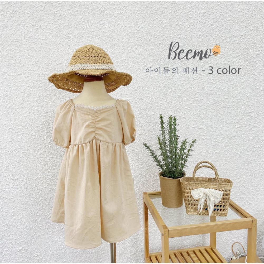 Váy babydoll đũi cao cấp viền ren cho bé gái - Đầm bé gái đũi cho mát mùa hè sành điệu - Sukids váy trẻ em cao cấp  ྇