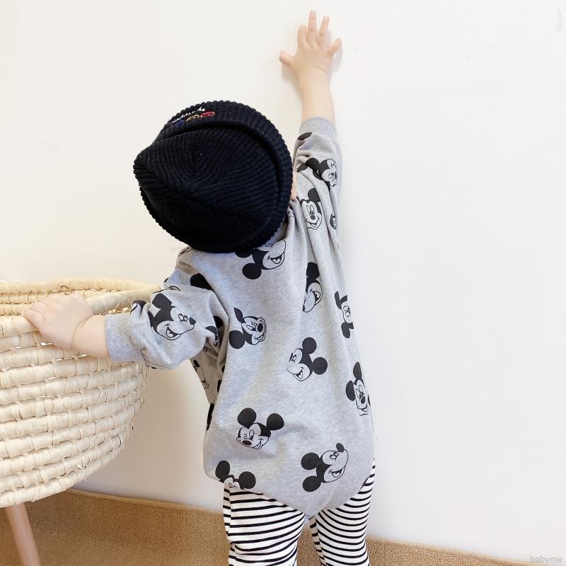 Áo liền quần Tay Dài Chất Cotton Hoạ Tiết Hoạt Hình Cho Trẻ Sơ Sinh