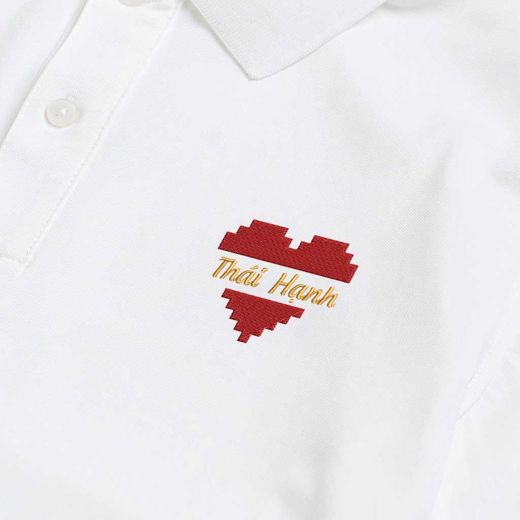 Áo POLO nam nữ RUBIK HEART THÊU TÊN basic đẹp vải cá sấu COTTON mềm mịn co giãn 4 chiều, chống nhăn, thoáng mát - LILA