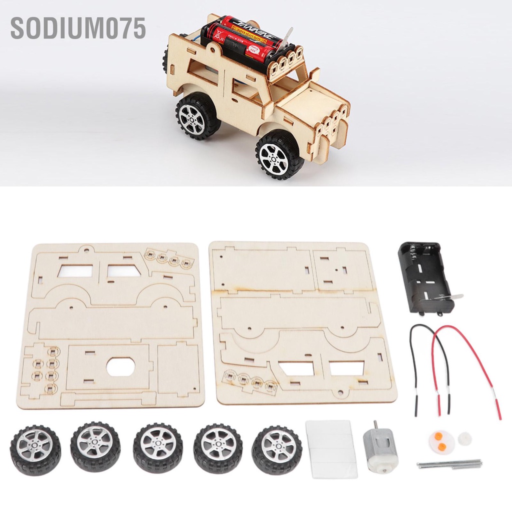 Có thể bán buôn Electrric Mô hình xây dựng Ô tô tự làm Đồ chơi bằng gỗ mô cơ khí Bộ dụng cụ DIY STEM Sodium075 Hàng giao ngay