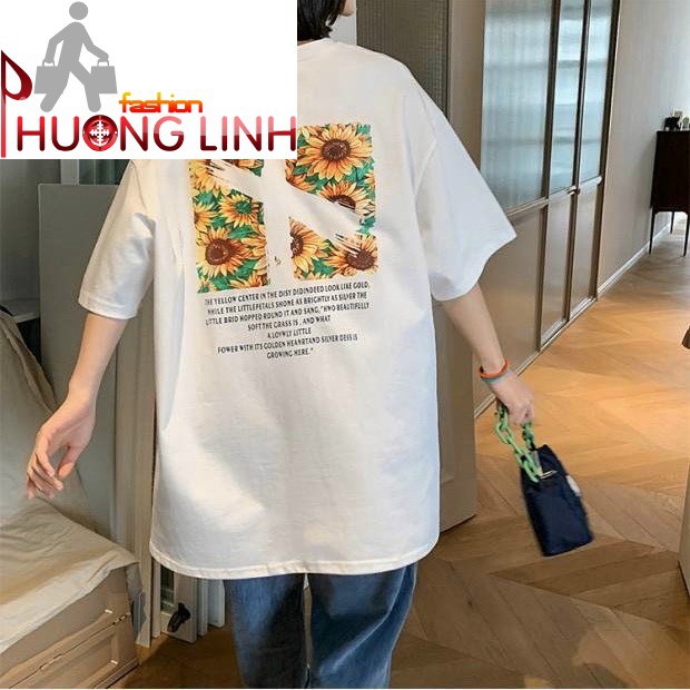 Áo thun unisex form rộng tay lỡ cánh đồng hoa hướng dương - Thời Trang Phương Ling