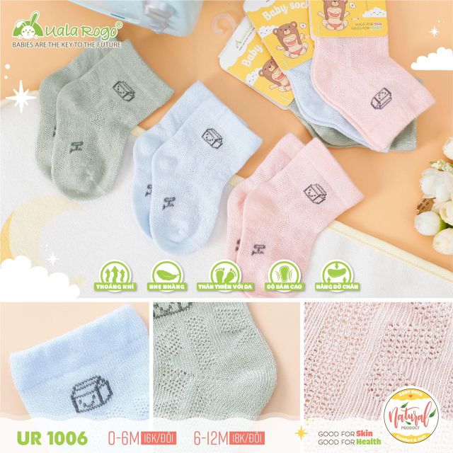 Ualarogo Tất lưới chống trơn cho bé 0 - 6M, 6-12M (nhiều mẫu)