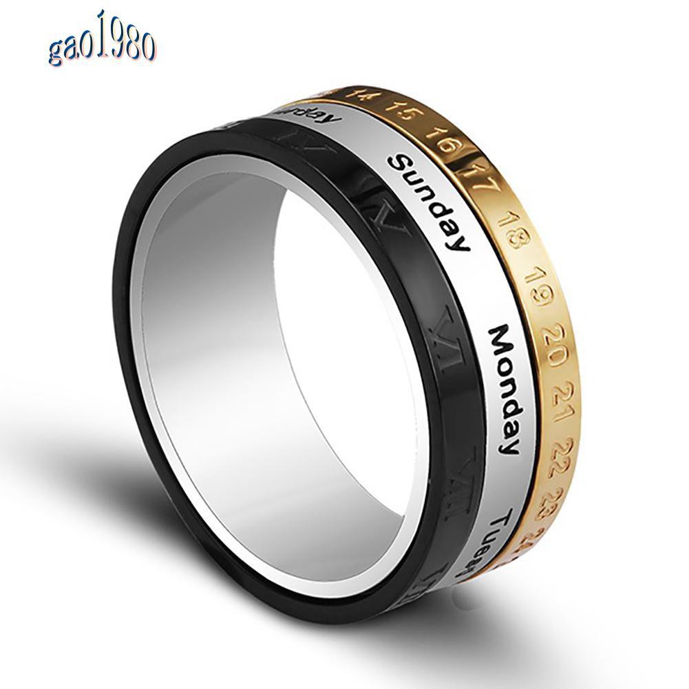 Ga_nhẫn Titan Ba Chiếc Nhẫn Xoay Hình Lịch Ngày Tuần Tháng Sáng Tạo