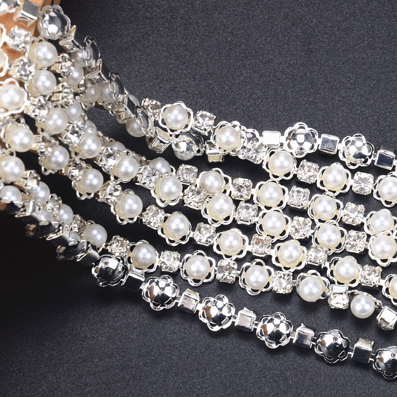 Dây Chuỗi Ngọc Trai Pha Lê 5mm 100cm Dùng Trang Trí Quần Áo / Túi Xách DIY