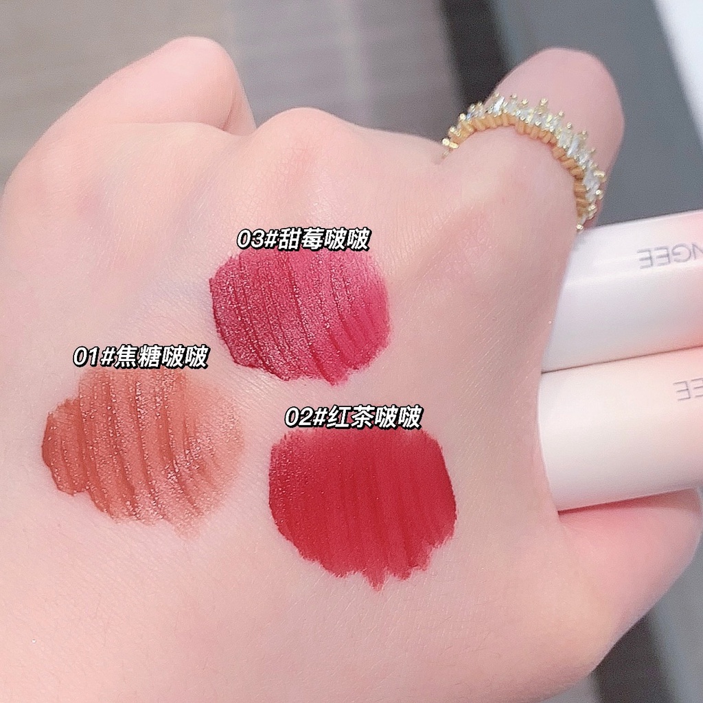 【Von Gee】bộ Son Kem Lì Màu Trà Sữa Mịn Màng Màu Trắng
