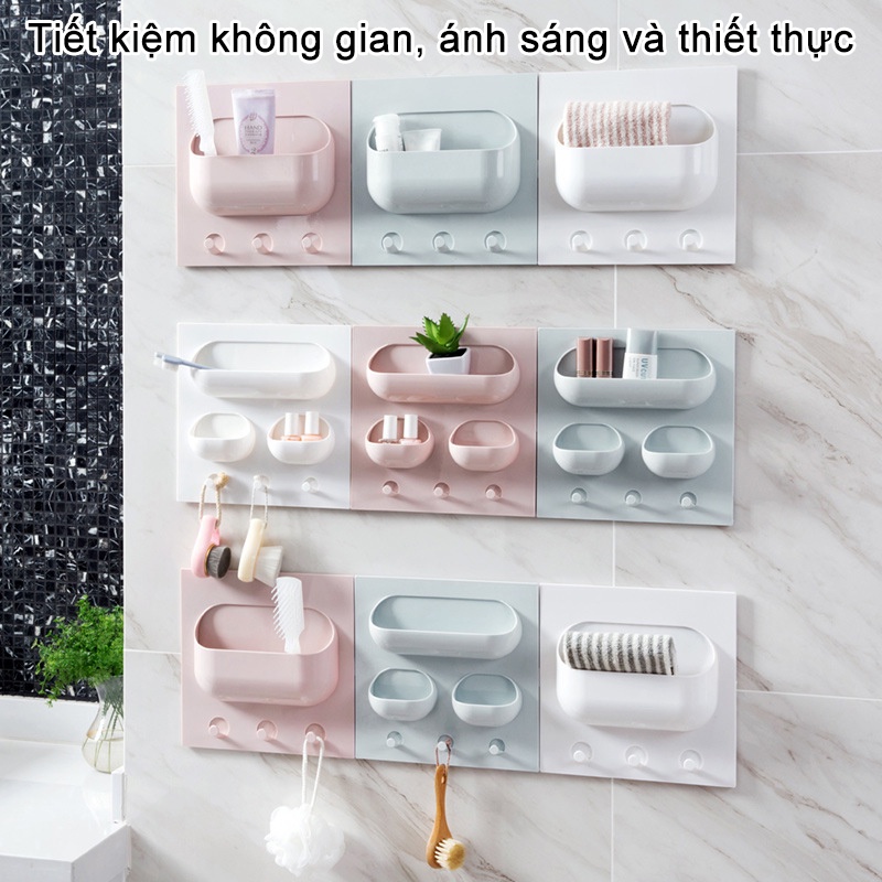 [HCM]Giá lưu trữ nhà bếp, kệ treo tường, hộp lưu trữ treo tường phòng ngủ, giá lưu trữ, kệ, đấm lưu trữ（Ba lỗ）