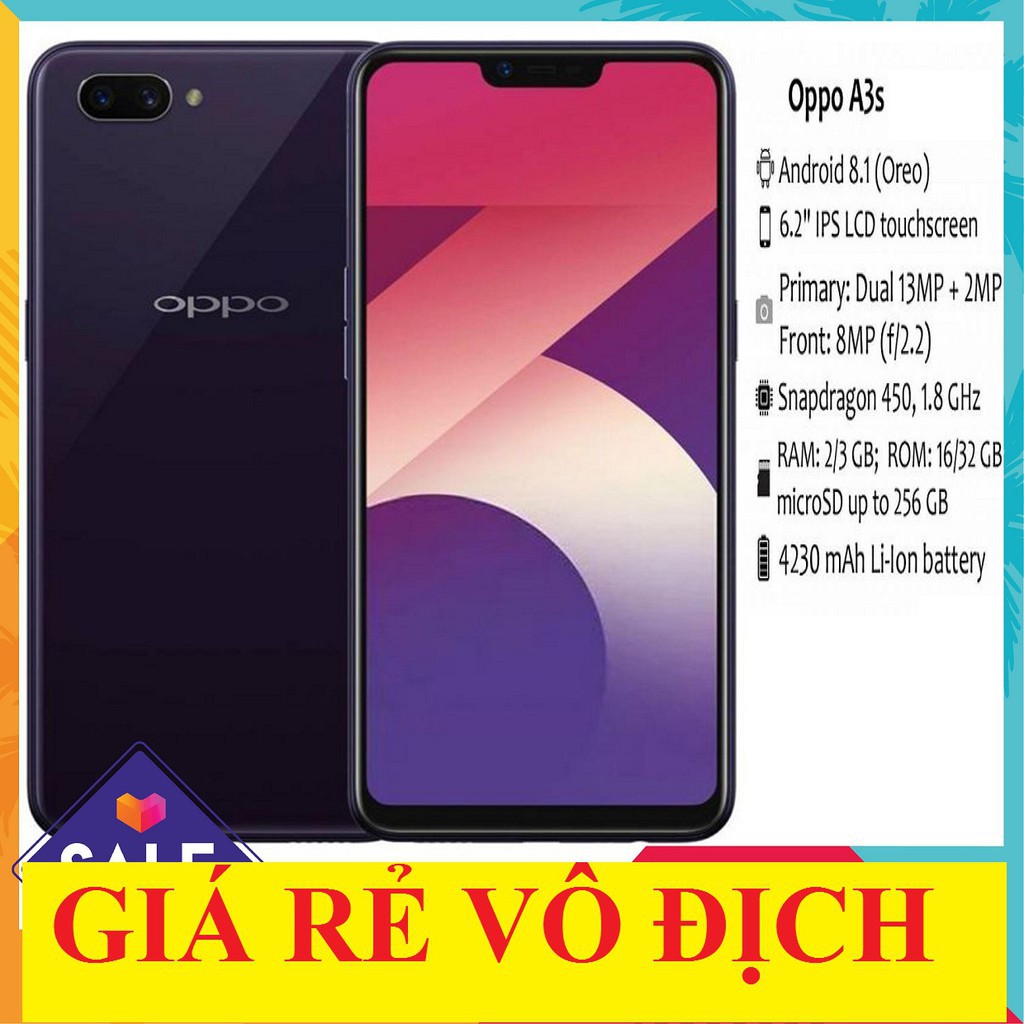 Điện thoại Oppo A3s 2sim 32G mới , Chiến Game mượt | BigBuy360 - bigbuy360.vn