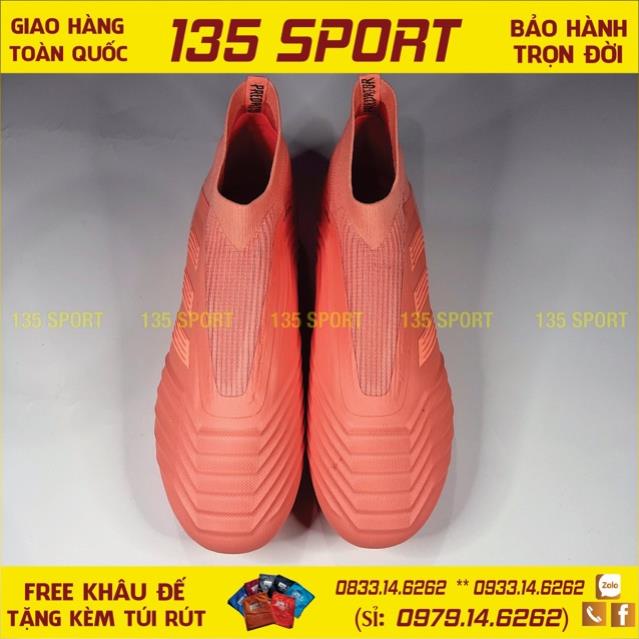 Giày Bóng Đá Đinh Cao Không Dây Predator 18+ Hồng Phấn FG -HN*^