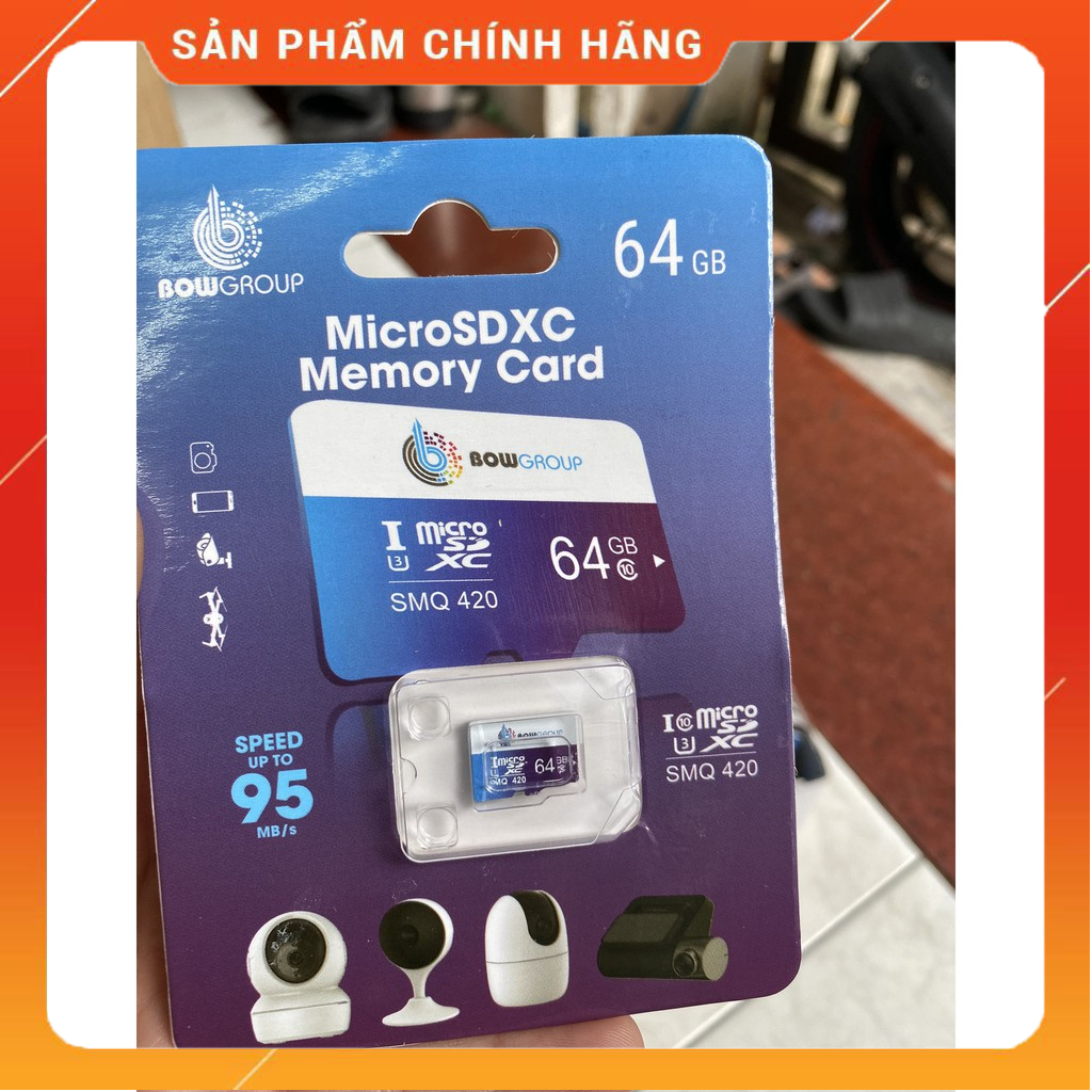 Thẻ nhớ MicroSD 64Gb Bowgroup - Thẻ cho điện thoại, máy ảnh, camera, camera hành trình