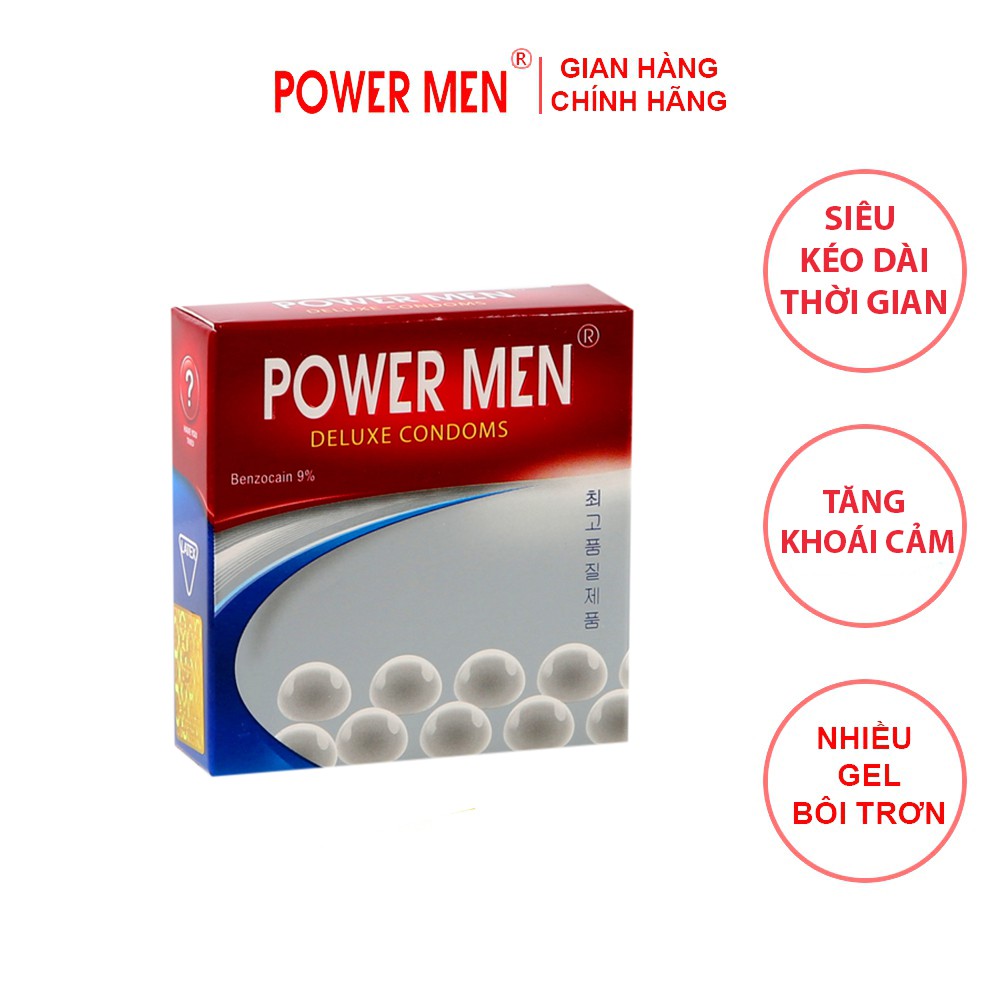 Bao cao su gân gai Powermen Longer Plus New Hộp 3 bcs (LON3)
