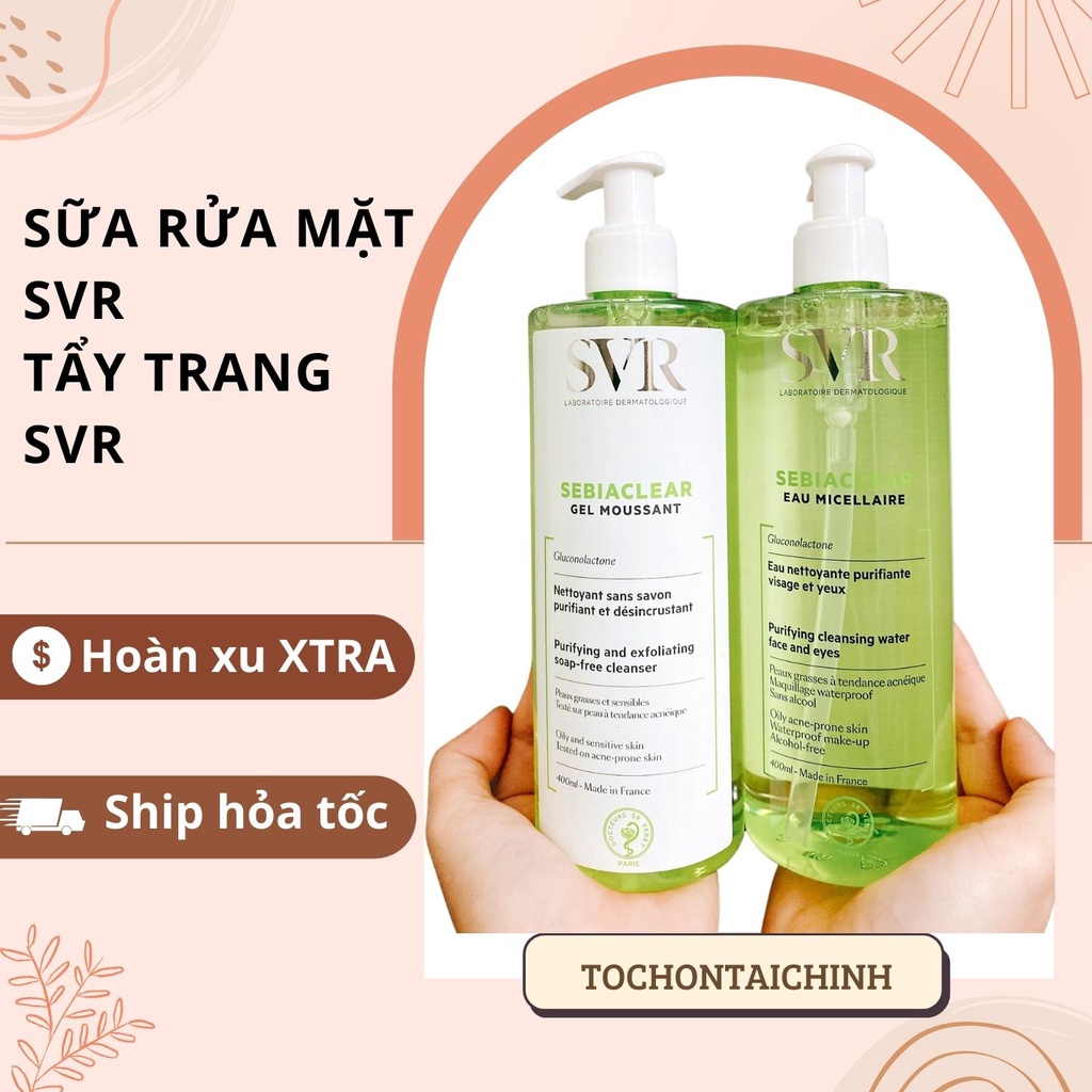 Sữa Rửa Mặt Sebiaclear Gel Moussant 400ml- Nước Tẩy Trang Sebiaclear Eau Micellaire 400ml