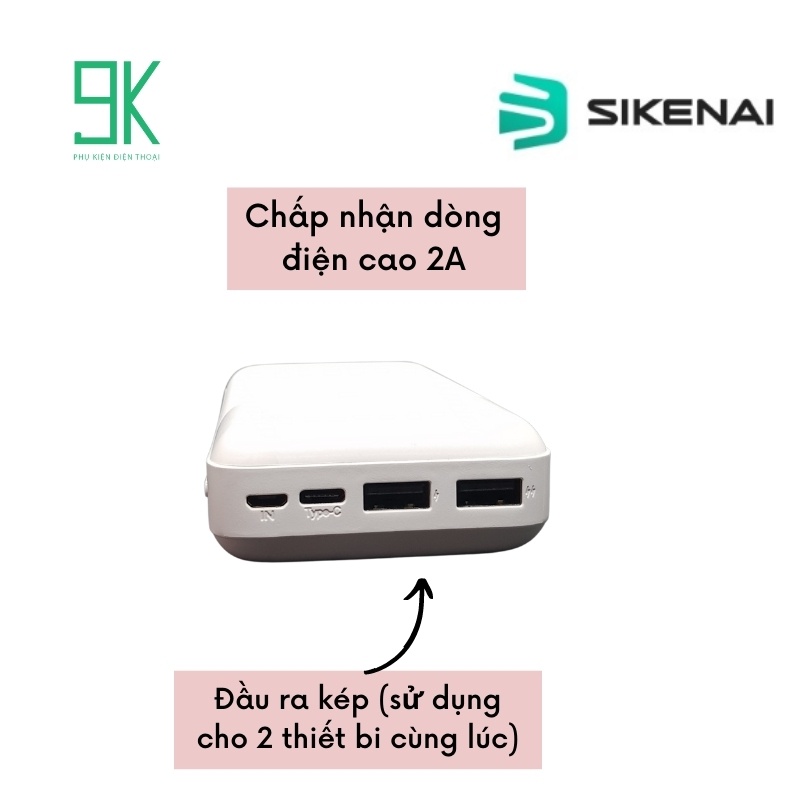 Sạc dự phòng 20000mAh chính hãng SIKENAI CB-20, bảo hành 12 tháng