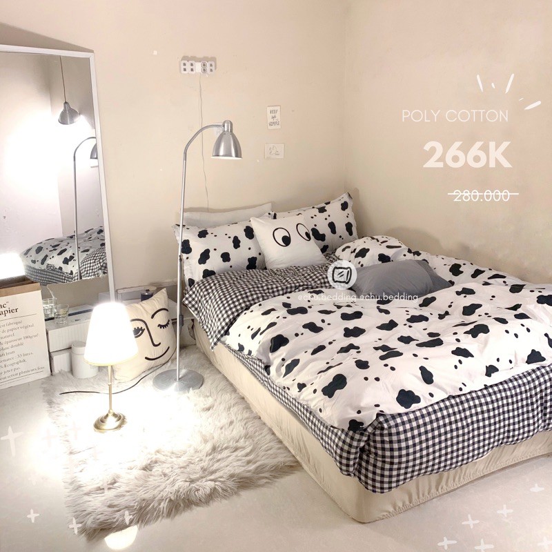 Set chăn ga gối Poly cotton: bò sữa 🐮