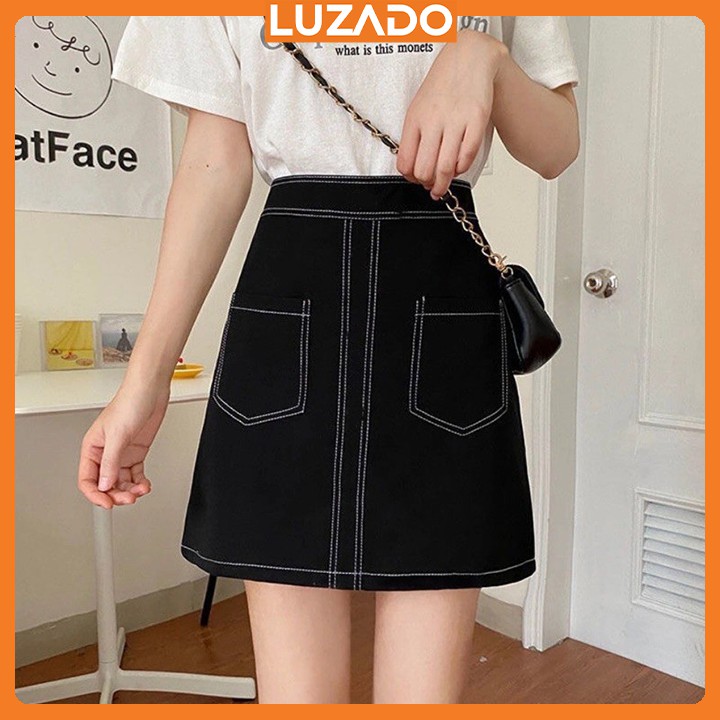 Chân váy chữ a ngắn chỉ viền trơn có quần lót trong LUZADO CV05
