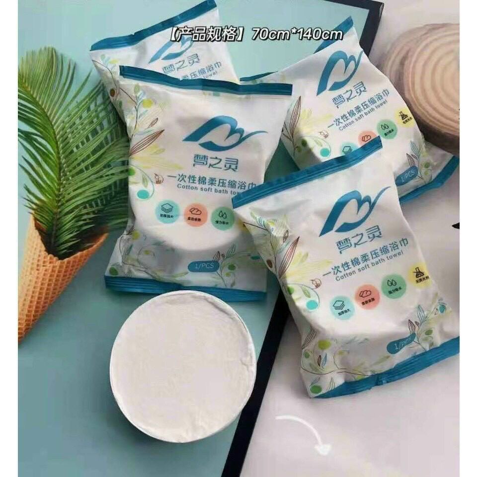Khăn Tắm Nén Bằng Cotton Tiện Lợi Dùng 1 Lần 70*140 cm