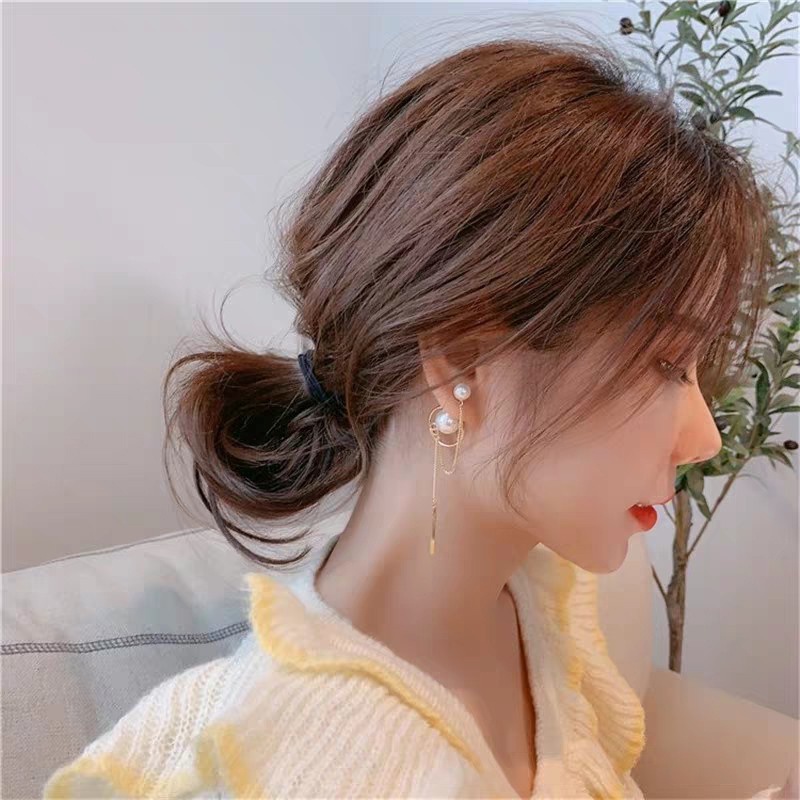 Hoa Tai Dáng Dài Phối Hạt Ngọc Trai Thanh Lịch Cho Nữ