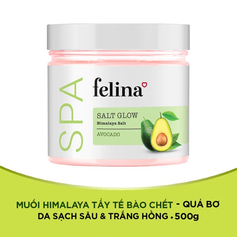 Muối Tắm Felina Himalaya Salt Glow Avocado Tẩy Tế Bào Da Chiết Xuất Bơ 500g