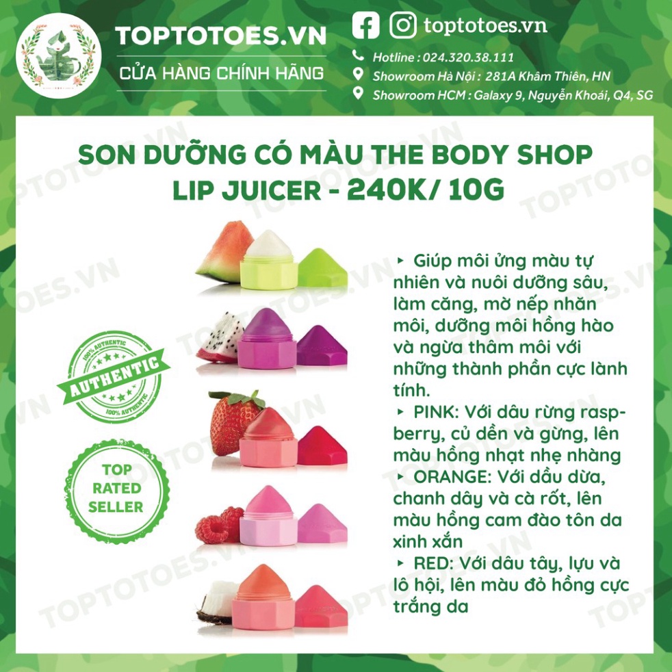 HOT CĂNG Son dưỡng có màu The Body Shop Lip Juicer dưỡng môi căng hồng, ngừa thâm HOT CĂNG