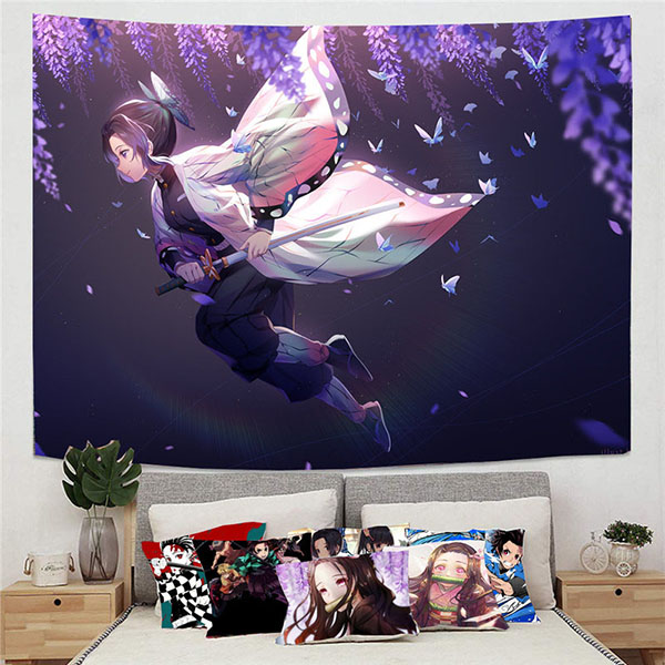 Thảm Treo Tường Trang Trí In Hình Nhân Vật Demon Slayer Cá Tính
