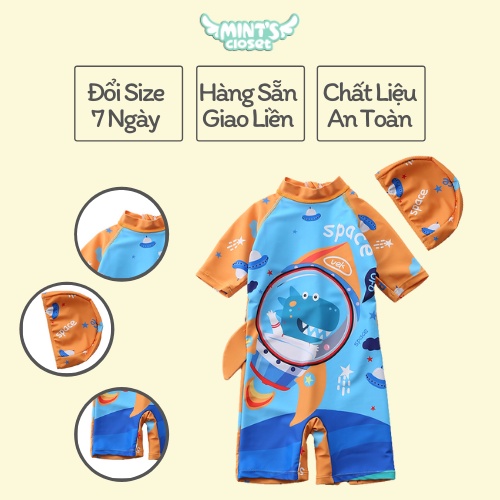 Đồ bơi cho bé trai liền thân kèm nón in hình cho bé trai 1 2 3 4 5 tuổi MINTSCLOSET Mint's Closet - b127 - B130